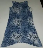 NWT Company Ellen Tracy BLUE/WHITE LEOPARD Sweater-Knit SHARKBITE MAXI Gown 1X