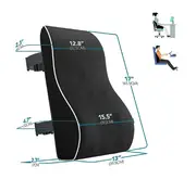Lumbar Support Pillow Memory Foam Relieve Back Pain Car Seat Waist Cushion Soft Comfortable For Office Home Car Color Black