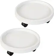2-Pack Plant Pot Stand with Wheels, Heavy Duty Outdoor Plant Stand Tray for Easy and Stable Moving and Plant Growth