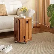 4-in-1 Stackable Stools with Wheels, Movable Dining Chair, Multifunctional Combination Chairs Solid Wood Small End Table for Living Room, Bedroom, Balcony,A+Wheel