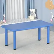 Keezi Kids Table, 120cm Rectangle Toddler Children Study Tables Desk Dining Drawing Eating Painting Learning Activity Play Setting Home Living Room Bedroom Outdoor Furniture, Adjustable Feet Blue
