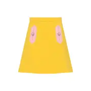 [Valentino] Valentino-Bright Narciso Yellow Virgin Wool Skirt-Donna 40 IT