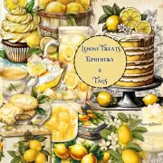Junk Journal Lemony Treats Ephemera & Tags Set, Scrapbooking, Paper Crafts