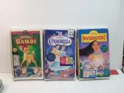 Walt Disney Pocahontas, Bambi & Cinderella 3 VHS Masterpiece SEALED Clamshell.