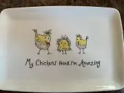 Creative Co-Op "My Chickens Think I’m Amazing” Serving Platter 12”
