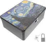 HEALEEP Decorative Tinplate Storage Box with Lock Vintage Design for Jewelry Trinkets Keepsakes Lightweight Container for Home Office Use present Option