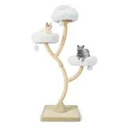 Costway 178cm Cat Tree Multifunctional Cat Activity Center Sisal Scratching Posts Kitty Furniture w/Teasing Ball Beige