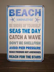 Beach Knowledge 12 x 8 inch Metal Sign