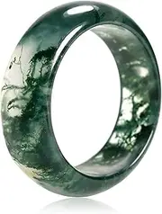 [HPQQ] Natural Green Jade/Moss Agate Bangle Feng Shui Jadeite Good Luck Gemstone Bangle Bracelet Birthday Valentines Day Mothers Day Jewelry Gifts for Women Mom Wife Grandma Girls