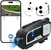 Z3+ Motorcycle Helmet Bluetooth Headset with Dash Cam & Intercom, 2K/30FPS, 1080P/60FPS, Best Video Quality, Connects up to 6 Riders, IP65 Waterproof, Connect up to 5km, WiFi Instant View