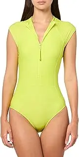 [Body Glove] Women's Standard Manny Zip Front Cap-Sleeve One Piece Swimsuit with UPF 50+