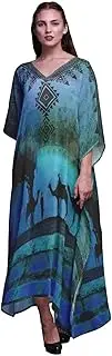 [Phagun] Camel Mughal Long Caftan Maxi Dress Beach Swimwear Cover up Womens Kaftan