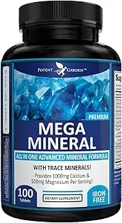 MultiMineral Plus 1000mg Calcium Magnesium Zinc D3 Supplement - All 72 Trace Minerals- Iron Free - Supports Bone Strength, Joint Flexibility, Heart Health & Immune System by Potent Garden