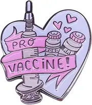 [Pinstant] Pro Vaccine Needle Shot Injection Heart Love Medical Doctor Hospital Virus Health Pandemic Cure 1.1" Enamel Pin Badge, 1.1 Inches, Enamel, enamel