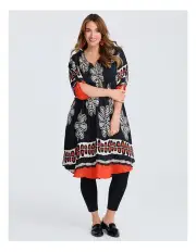 [Taking Shape] Revival Border Natural Swing Dress Print