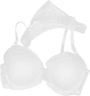 [TOGEVAL] Lace Bras Set for Women Strappy Push up Bra and Panties White 75b Soft Material and All-Day Comfort