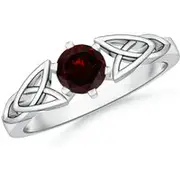 Solitaire Round Garnet Celtic Knot Ring