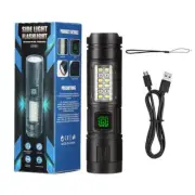 Portable Flashlight with Side Lights Recharging Outdoor Camping Hiking Torchs^