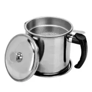 Stainless Steel Oil Strainer Pot Container Jug Storage Can Filter Cooking Grease