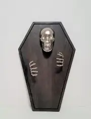 NEW RARE Pottery Barn Wooden Skeleton Cheeseboard NIB Halloween