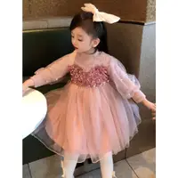在飛比找蝦皮商城精選優惠-MOMOKO 洋裝 女童公主裙 兒童連身裙 秋季女童新款洋氣