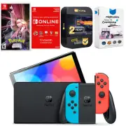 Nintendo Switch Red/Blue OLED + Pokemon Shining Pearl + NSO 1 Year Membership