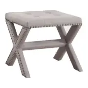 Best Master Furniture Accent Bench 19"x17"x18" Grey Linen Backless Portable