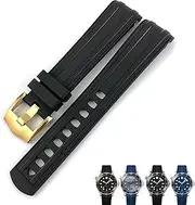 [RAYESS] Fluorous Silicone Rubber Watchband 19mm 20mm 21mm Fit for Omega Seamaster 300 Waterproof Watch Strap Tools