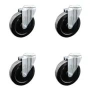 5 Inch SS Hard Rubber Wheel Swivel Bolt Hole Caster Set Service Caster Brand