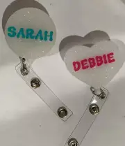 badge reels retractable id holders White Sparkle With Your Name.