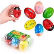 Maracas Eggs for Kids 6 Pack Natural Wooden Musical Toy Percussion Toys for Children Easter Basket Fillers for Kids(Shipped Randomly)