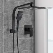 ACA 10" Square Shower Head With Mixer Tap Set 3-Mode Handheld High Pressure Black
