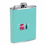 Christmas Camper Em1 Flask 8oz Stainless Steel Hip Drinking Whiskey