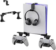 Mordx Ps5 Wall Mount Stand，Floating Shelf Wall Mount Vertical Stand,Stealth Mount for for PS5 Gaming Console,with 2 Detachable Controller Mounts and Headphone Mount,Black