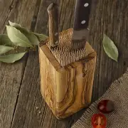 Wood Knife Block, Wooden Knife Holder, Handmade Rustic Storage for Knives
