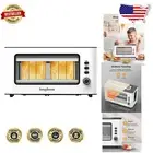 Elegant Stainless Steel Glass Toaster with Auto Shut-Off & Easy Clean Crumb Tray