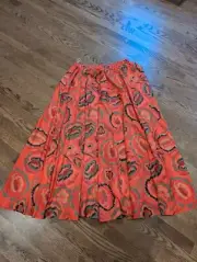 CHRISTIAN SIRIANO New York Multicolr Tropical Print Orange Maxi Full Skirt L NWT
