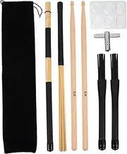 CVUTOVO 1 Set Performance Drum Stick Kit with Tuning Key Durable Wood Drumsticks Includes Storage Bag for Beginner Practice for Jazz and Concerts