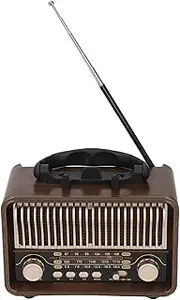 Asixxsix Portable Radio, AM FM Shortwave Vintage Radio Bluetooth Speaker 1200mAh Battery Rechargeable Retro Radios with Antenna Type C AUX USB Port, Multi Band Reception