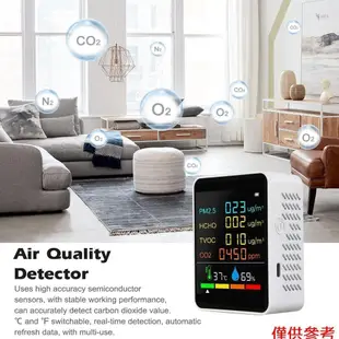 Yot 家用空氣質量檢測儀多功能CO2測試儀二氧化碳PM2.5 TVOC HCHO值電量溫濕度顯示背光液晶彩屏S