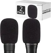 Geekria for Creators Foam Windscreen Compatible with Shure MV7, SM58LC, BETA 57A, BETA 58A, PGA48-QTR, PGA58-XLR Microphone Antipop Foam Cover, Mic Wind Cover, Sponge Foam Filter (Black / 2 Pack)