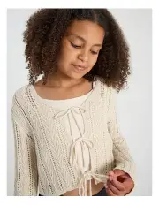 [Tilii] Knitted Cardigan and Singlet Set in Stone