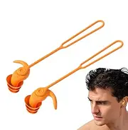 Swimmers Ear Plugs,Noise Reduction Waterproof Swimming Earplugs - Reusable Water Ear Plugs with Lanyard, Swim Accessories Hearing Protection for Adults Kids