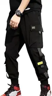 [Ambcol] Streetwear Hip Hop Cargo Joggers Pants for Men Women Denim Overalls Sports Techwear Casual Trousers