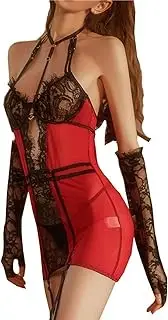 [CAMIXGQN] Lingerie for Women Sexy Lace Babydoll Mesh Garter Teddy Bodysuit