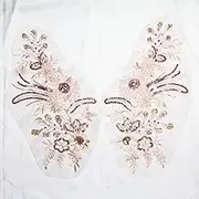 SUNMOVE One Set Flower Embroidery Sequin Lace Applique Sewing Fabric Collar Patch Motif Wedding Gown Dress Bridal DIY Crafts (Pink)