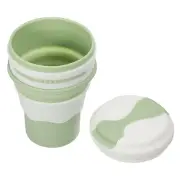 Collapsible Water Bottle, 350mL Folding Cup with Lid for Traveling, Green