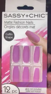 Sassy Chic Matte Fashion Nails 12 Piece Coffin Shape pink