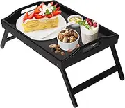 Bed Tray Table Folding Legs with Handles Breakfast Food Tray for Sofa,Bed,Eating,Drawing,Platters Serving Lap Desk Snack Tray(Black Medium)