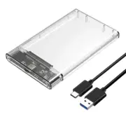 USB Type C to 2.5 inch SATA HDD SSD Drive External Enclosure Transparent Case